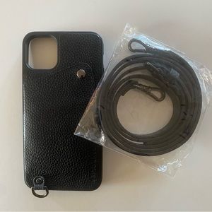 NWOT, Bandolier, black pebble leather, fits iPhone 11 Pro Max